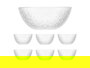 Vivalto Set 7 Piezas Relieve Fino: 1 Bol Grande y 6 Bol Pequeños, Vidrio Transparente, 54x22.5x9 cm (Set de 4)