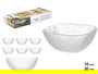 Vivalto Set 7 Piezas Relieve Fino: 1 Bol Grande y 6 Bol Pequeños, Vidrio Transparente, 54x22.5x9 cm (Set de 4)
