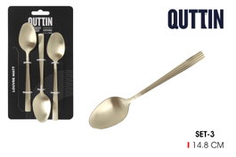 Quttin Set de 3 Cucharas Postre Louvre de Acero Inoxidable Item #96-SET 3 CUCHARAS POSTRE