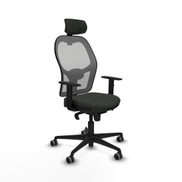 PIQUERAS Y CRESPO Silla de oficina Jorquera con mecanismo Sincro, Tela Negra y Malla Gris