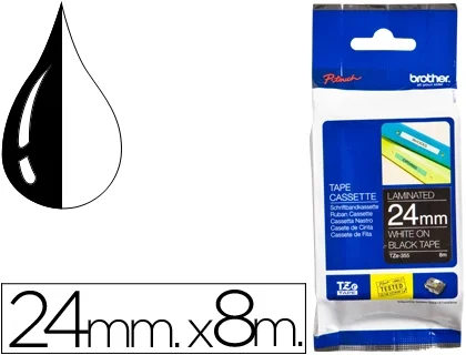 Brother TZe-355 Cinta Laminada 24mm Blanco sobre Negro Brother TZe-355 Cinta Laminada 24mm Blanco sobre Negro