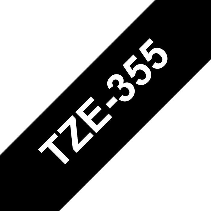 Brother TZe-355 Cinta Laminada 24mm Blanco sobre Negro Brother TZe-355 Cinta Laminada 24mm Blanco sobre Negro