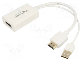 DeLOCK 62496 Adaptador de Vídeo DisplayPort Macho a HDMI Hembra + USB Blanco