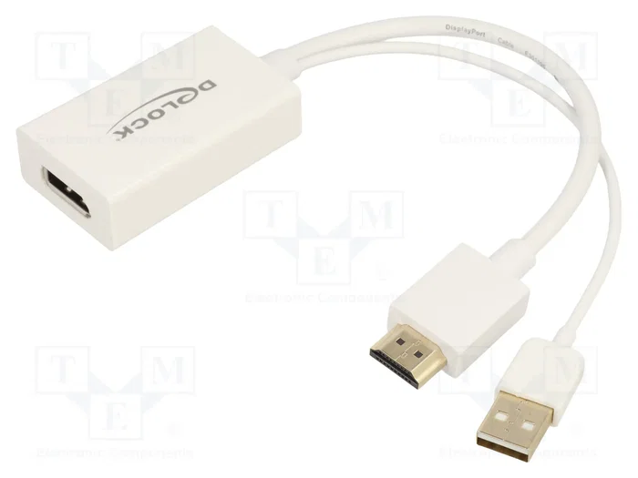 DeLOCK 62496 Adaptador de Vídeo DisplayPort Macho a HDMI Hembra + USB Blanco DeLOCK 62496 Adaptador de Vídeo DisplayPort Macho a HDMI Hembra + USB Blanco