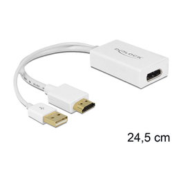 DeLOCK 62496 Adaptador de video DisplayPort a HDMI + USB Blanco