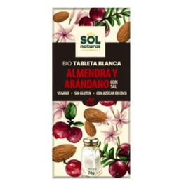 SOLNATURAL Chocolate Blanco Almendra Arandano Tableta 70G Bio Vegano Sin Gluten