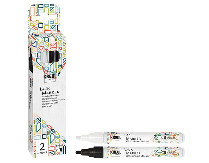 Kreul Kit 2 Rotuladores Permanentes LACK MARKER Brillantes (Blanco y Negro) Kreul Kit 2 Rotuladores Permanentes LACK MARKER Brillantes (Blanco y Negro)