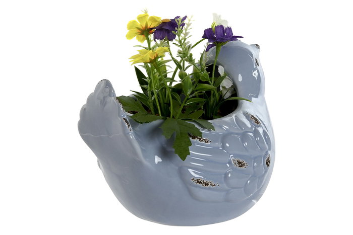 DKD Home Decor Planta Shabby Rosa Azul Dolomita 14 x 17.5 x 18 cm (4 Unidades)