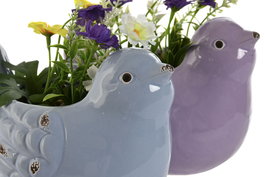 DKD Home Decor Planta Shabby Rosa Azul Dolomita 14 x 17.5 x 18 cm (4 Unidades)