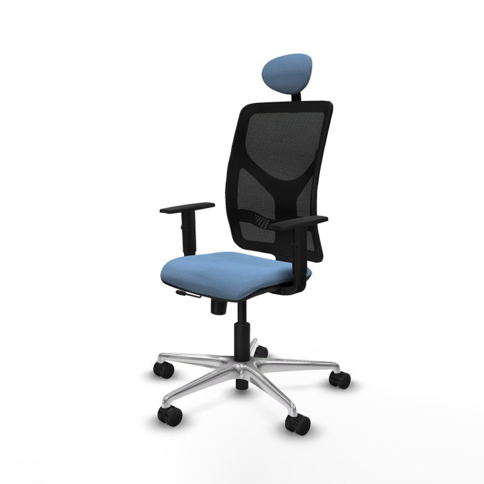 PIQUERAS Y CRESPO Silla de oficina Motilla con mecanismo Sincro/Traslack Azul cielo y Negro