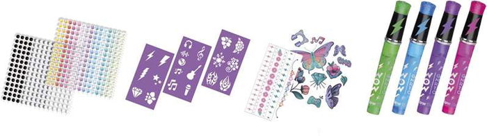 Wow Generation Juego de Tatuajes Brillantes con Bolígrafos de Purpurina de Colores - Caja Creativa para Niños