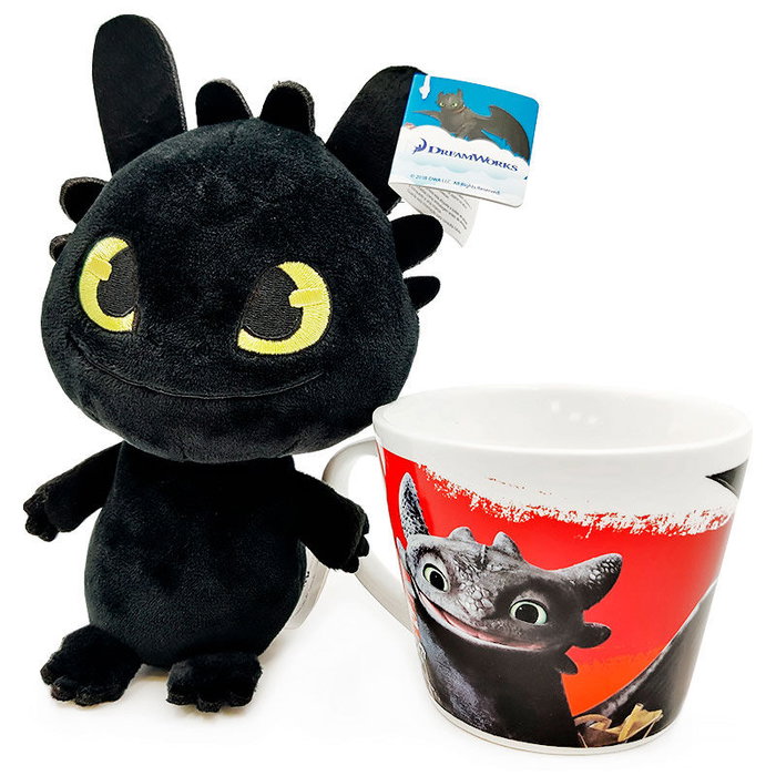 Dreamworks Animation Como Entrenar a tu Dragon Taza + Peluche Desdentado 18cm