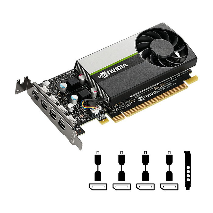 PNY Quadro T1000 Tarjeta Gráfica 4GB GDDR6 128-bit Low Profile, PCIe x16 3.0, 4x Mini DisplayPort, 7680 x 4320, VCNT1000-SB