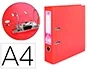 Liderpapel Archivador de Palanca A4 Documenta Forrado PVC con Rado Lomo 75mm Rojo, Compresor Metálico, Tarjetero