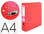 Liderpapel Archivador de Palanca A4 Documenta Forrado PVC con Rado Lomo 75mm Rojo, Compresor Metálico, Tarjetero