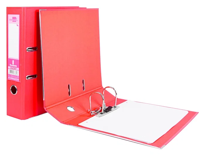 Liderpapel Archivador de Palanca A4 Documenta Forrado PVC con Rado Lomo 75mm Rojo, Compresor Metálico, Tarjetero