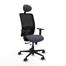 PIQUERAS Y CRESPO Silla de oficina Zulema con mecanismo Sincro/Traslack, Gris oscuro y Negro