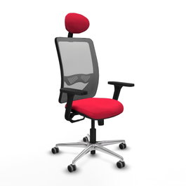 PIQUERAS Y CRESPO Silla de oficina Zulema con mecanismo Sincro, Rojo y Gris