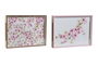 DKD Home Decor Bandeja Almendro 2024 Romantico Rosa Blanco MDF 30 x 5 x 40 cm (4 Unidades)