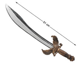 Espada Decorativa Guerrero Gladiador de 56 cm - Hoja Curva Plateada y Empuñadura de Águila Dorada