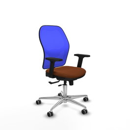 PIQUERAS Y CRESPO Silla de oficina Jorquera con mecanismo Sincro/Traslack, Azul y Marrón
