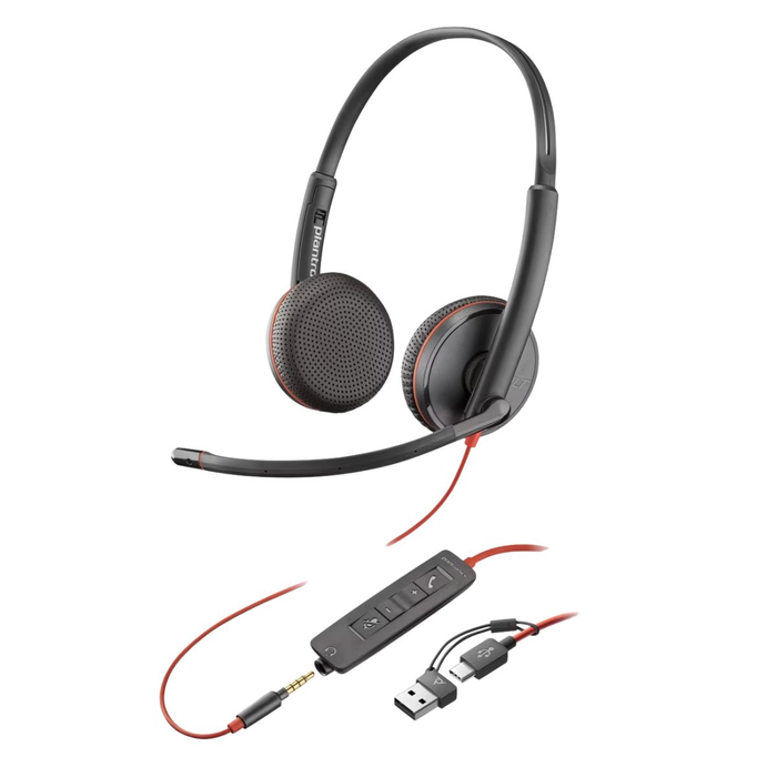 HP C3225 Blackwire Auriculares Diadema Estéreo con Micrófono, Control de Volumen, Jack 3.5 mm y Adaptador USB-C a USB-A Negro HP C3225 Blackwire Auriculares Diadema Estéreo con Micrófono, Control de Volumen, Jack 3.5 mm y Adaptador USB-C a USB-A Negro