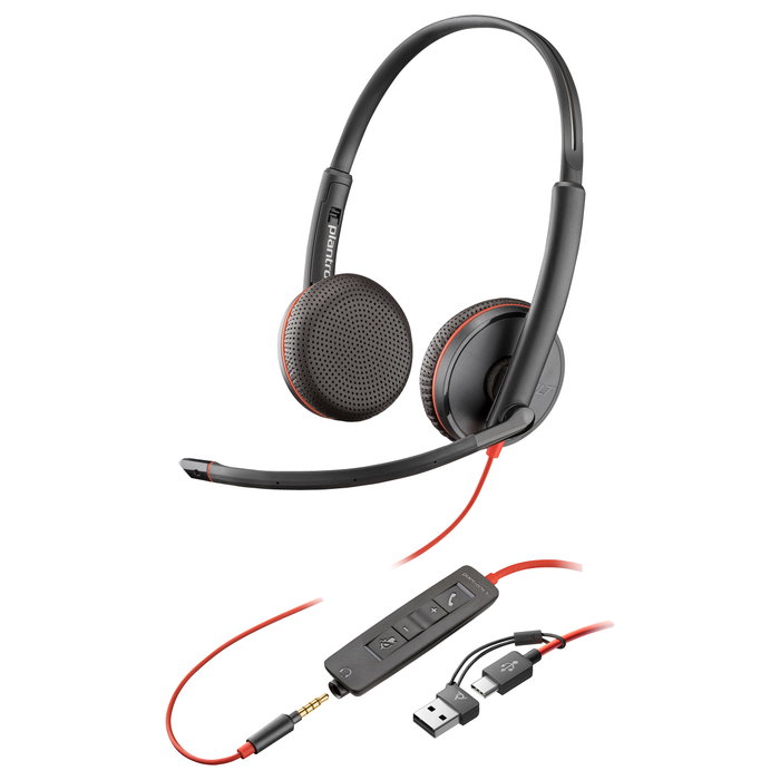 Poly Blackwire 3225 USB-C/A & 3.5 mm Negro