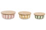 DKD Home Decor Recipiente Moderno Verde Amarillo Coral Rayas Cristal Borosilicato 17.3 x 17.3 x 7 cm