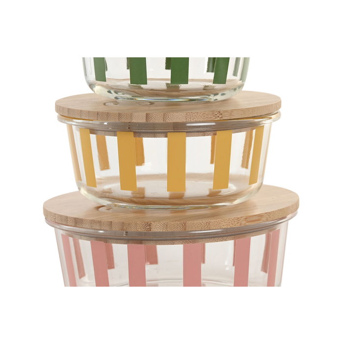 DKD Home Decor Recipiente de Cristal con Rayas 900ML/60