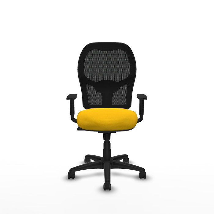 PIQUERAS Y CRESPO Silla de oficina Alocén, mecanismo Sincro, Tela Amarillo y Malla Negro PIQUERAS Y CRESPO Silla de oficina Alocén, mecanismo Sincro, Tela Amarillo y Malla Negro
