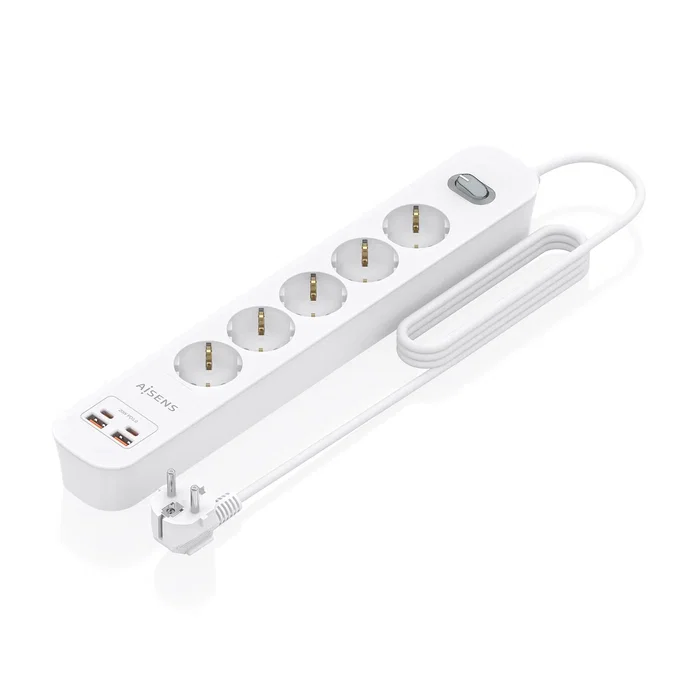 Aisens Regleta de Enchufes Multifunción 5 Tomas + 2xUSB-C 2xUSB-A Blanco ASPS-2A2C14-W Aisens Regleta de Enchufes Multifunción 5 Tomas + 2xUSB-C 2xUSB-A Blanco ASPS-2A2C14-W