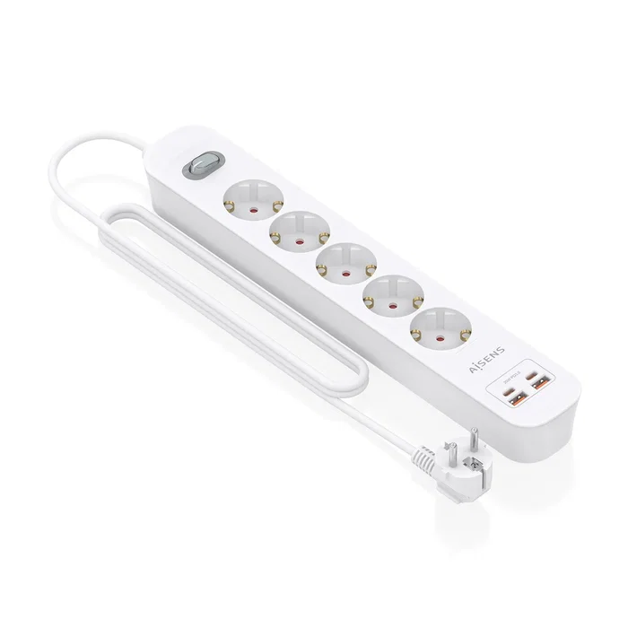 Aisens Regleta de Enchufes Multifunción 5 Tomas + 2xUSB-C 2xUSB-A Blanco ASPS-2A2C14-W Aisens Regleta de Enchufes Multifunción 5 Tomas + 2xUSB-C 2xUSB-A Blanco ASPS-2A2C14-W