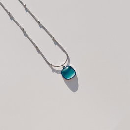Heliophilia Silver Collar de Acero Inoxidable 316L Maldives Grey Aqua y Plata 45 cm + 5 cm