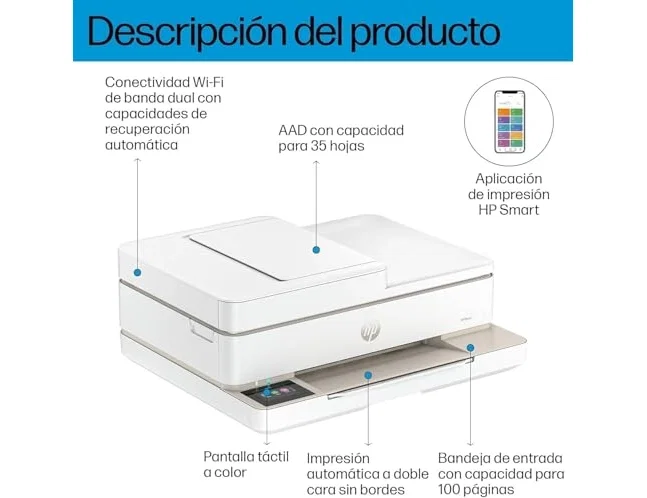 HP ENVY 6520e Multifunción Color Portobello (Beige) con ADF y Wi-Fi