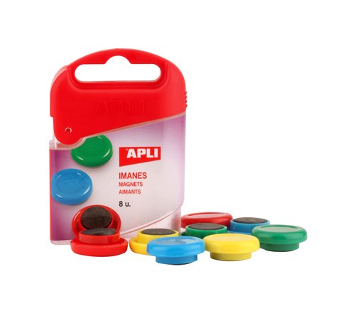 Apli 8 Imanes Redondos de 20 mm Colores Surtidos