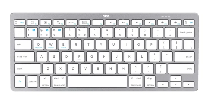 Trust Teclado Basics Bluetooth 24654 Plata/Blanco QWERTY Español