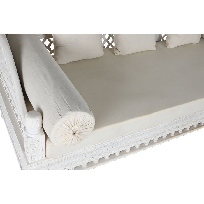 DKD Home Decor Sofá de Mango y Poliéster Tallado DKD Home Decor Sofá de Mango y Poliéster Tallado