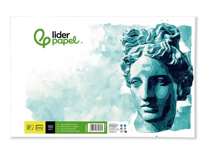 Liderpapel Bloc Dibujo Artístico A3 297x420 mm 120g/m2 Encolado 30 Hojas Sin Recuadro