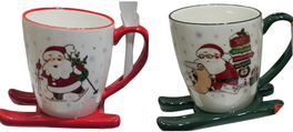 DKD Home Decor Set de 6 Tazas de Porcelana Surtidas Rojo, Verde y Blanco de 220ml