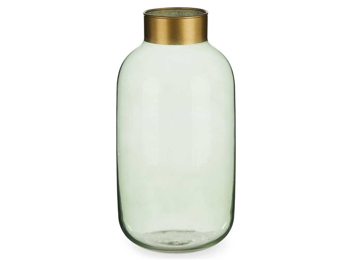 Giftdecor Jarron Cristal Liso Oro Grande Verde 14.5 x 29.5 x 14.5 cm (Set de 6)