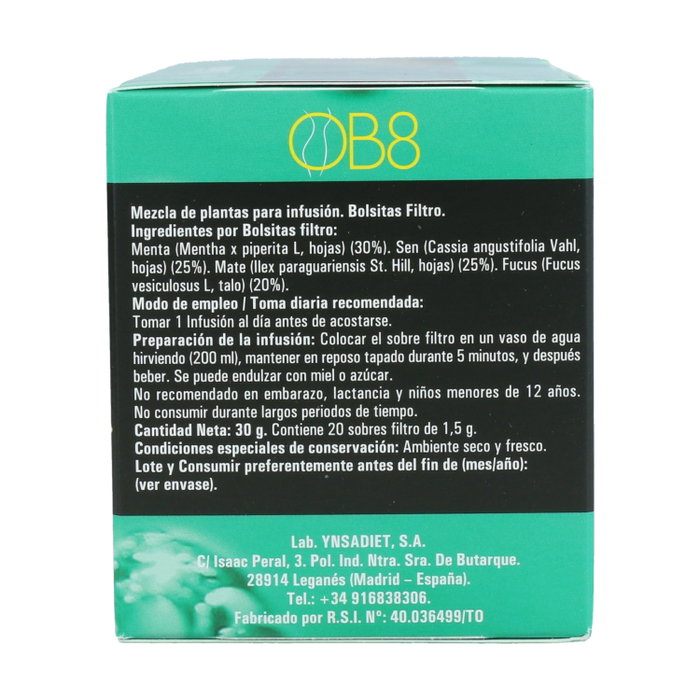 Ynsadiet Ob8 Infusión 20 Filtros con Menta, Sen, Mate y Fucus Ynsadiet Ob8 Infusión 20 Filtros con Menta, Sen, Mate y Fucus