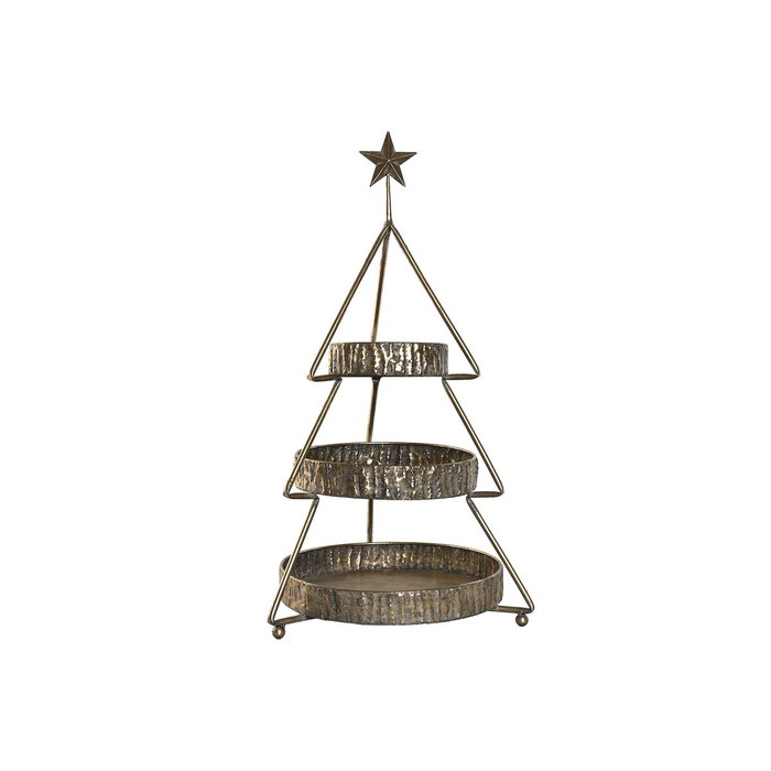 DKD Home Decor Frutero de Metal Árbol Envejecido Dorado 43x43x79 cm