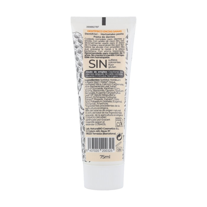 NaturaBIO Cosmetics Dentífrico Encías Sanas Propóleo y Clavo 75 ml