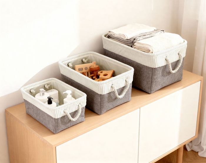 Inde Cesta de Almacenaje Rectangular Confortime, 36 cm de Largo x 26 cm de Ancho x 16 cm de Alto, para Ordenar y Organizar (12 Unidades)