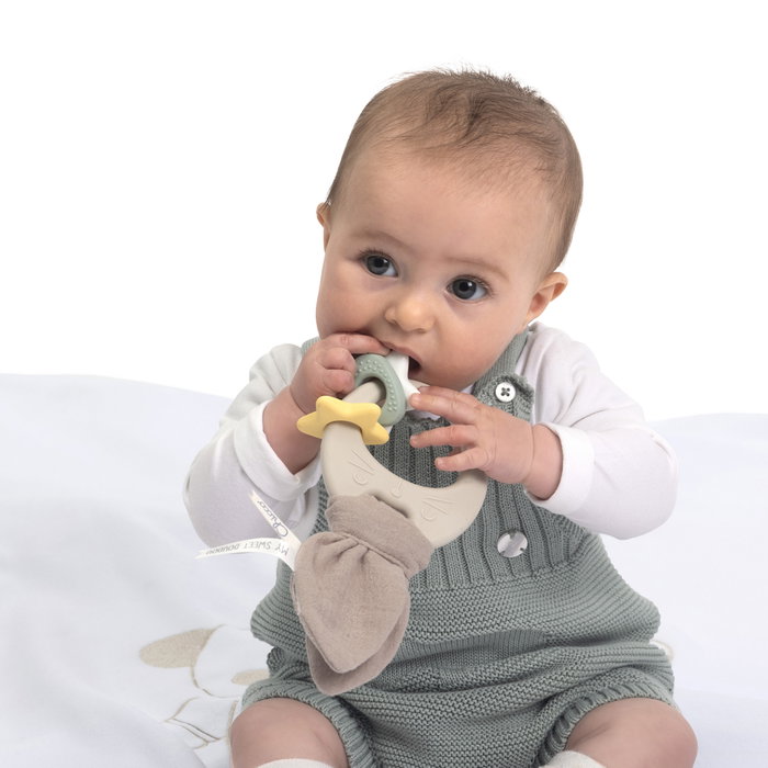 Chicco Mordedor Conejito con Silicona Ultrasuave y Orejas de Algodón - Alivio para la Dentición +0 Meses