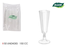 Algon Set 50 Copas de Cava de Pie Transparentes 150cc (6 Unidades)