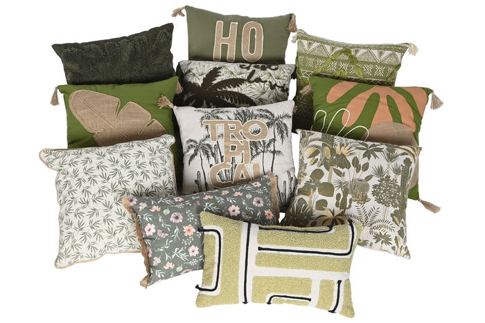 DKD Home Decor Greenwich23 Cojin Boho Verde 5 x 45 x 45 cm