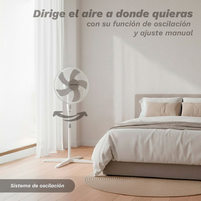 Grunkel Ventilador de Pie FAN-165X 50W con 5 Aspas y Altura Regulable