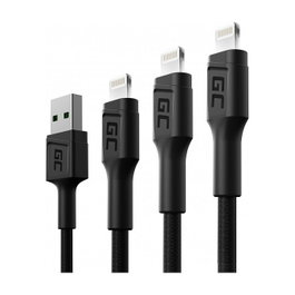 Green Cell Pack de 3 Cables Lightning a USB A de 2 m Negro