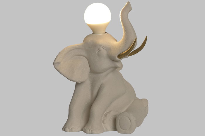DKD Home Decor Lámpara de Sobremesa Elefante Blanco y Dorado